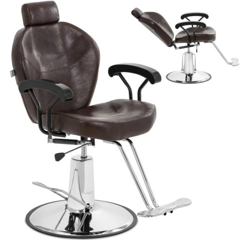 Fotel fryzjerski barberski z zagłówkiem i podnóżkiem Physa ILFORD - brązowy Fotel fryzjerski barberski z zagłówkiem i podnóżkiem Physa ILFORD - brązowy