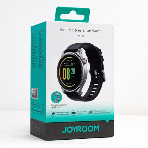 Smartwatch okrągły Venture Series z opcją odbierania połączeń + srebrna bransoleta - szary Smartwatch okrągły Venture Series z opcją odbierania połączeń + srebrna bransoleta - szary