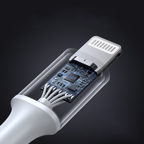 Kabel przewód USB-C - iPhone Lightning MFi 1m - srebrny Kabel przewód USB-C - iPhone Lightning MFi 1m - srebrny