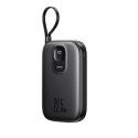 Powerbank 10000mAh z wbudowanym kablem 22.5W USB-C 0.25 cm - czarny