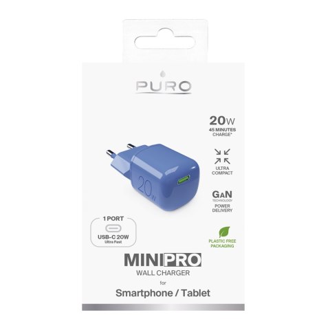 Ładowarka sieciowa USB-C GaN 20W - niebieska Ładowarka sieciowa USB-C GaN 20W - niebieska