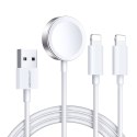 3W1 KABEL PRZEWÓD USB-A Z ŁADOWARKA INDUKCYJNĄ + 2X IPHONE LIGHTNING 1.2M BIAŁY