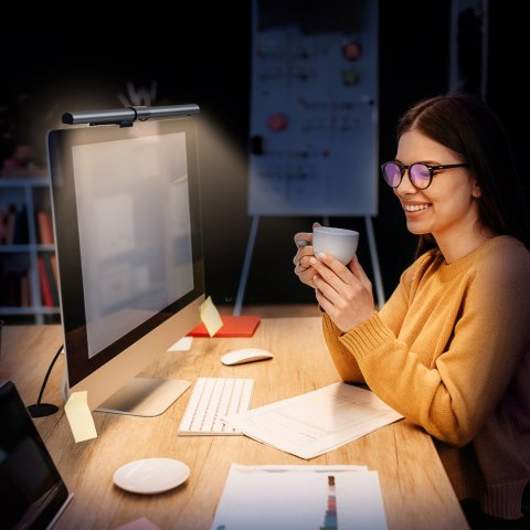 LAMPKA LED NA EKRAN MONITOR KOMPUTERA Z PODŚWIETLENIEM TYLNYM 2700K-6500K SZARA LAMPKA LED NA EKRAN MONITOR KOMPUTERA Z PODŚWIETLENIEM TYLNYM 2700K-6500K SZARA