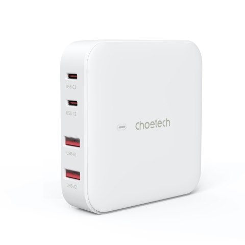 MOCNA ŁADOWARKA SIECIOWA GAN 100W 2X USB-A 2X USB-C BIAŁA