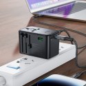 UNIWERSALNA ŁADOWARKA PODRÓŻNA GAN 2X USB-A 3X USB-C WTYCZKI UK EU USA AUS CZARNA