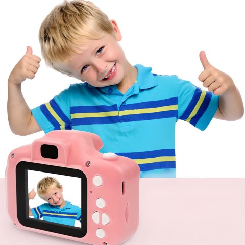 Aparat cyfrowy dla dzieci 5 gier 2'' microSD - różowy Aparat cyfrowy dla dzieci 5 gier 2'' microSD - różowy