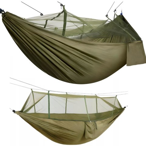 Hamak dwuosobowy turystyczny survivalowy z moskitierą 260 x 140 cm Hamak dwuosobowy turystyczny survivalowy z moskitierą 260 x 140 cm