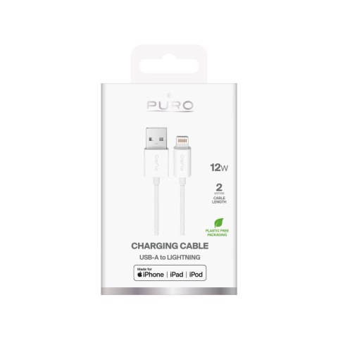 Kabel przewód USB-A - iPhone Lightning TPE 12W 2m - biały Kabel przewód USB-A - iPhone Lightning TPE 12W 2m - biały