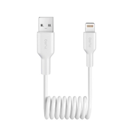 Kabel przewód spiralny USB-A - iPhone Lightning 12W 1m - biały Kabel przewód spiralny USB-A - iPhone Lightning 12W 1m - biały