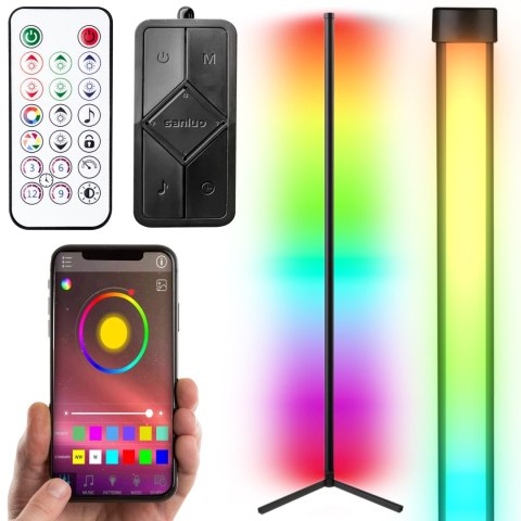Lampa podłogowa narożna z pilotem 256 barw RGB LED 150 cm Lampa podłogowa narożna z pilotem 256 barw RGB LED 150 cm