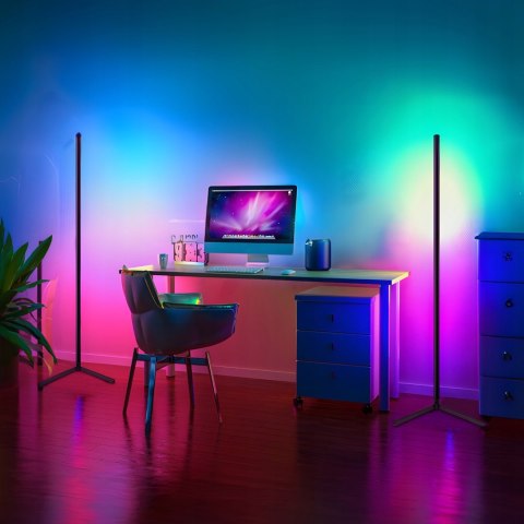 Lampa podłogowa narożna z pilotem 256 barw RGB LED 150 cm Lampa podłogowa narożna z pilotem 256 barw RGB LED 150 cm
