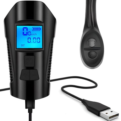 Lampka rowerowa akumulatorowa 5w1 z licznikiem dzwonkiem 1500 mAh Lampka rowerowa akumulatorowa 5w1 z licznikiem dzwonkiem 1500 mAh