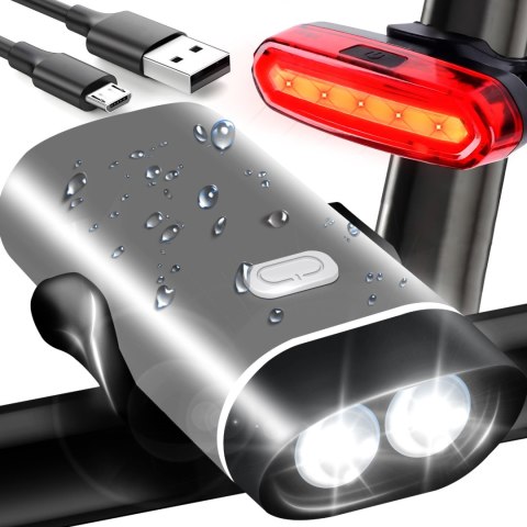 Lampka rowerowa akumulatorowa przód tył 3 tryby 1800 mAh - 2 szt. Lampka rowerowa akumulatorowa przód tył 3 tryby 1800 mAh - 2 szt.