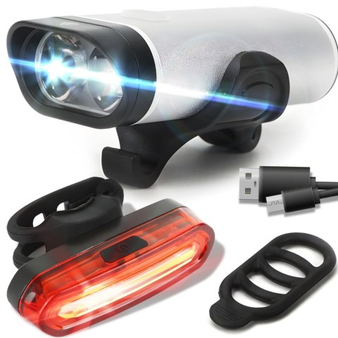 Lampka rowerowa akumulatorowa przód tył 3 tryby 1800 mAh - 2 szt. Lampka rowerowa akumulatorowa przód tył 3 tryby 1800 mAh - 2 szt.