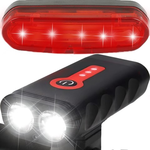 Lampka rowerowa akumulatorowa przód tył 4 tryby 4400 mAh - 2 szt. Lampka rowerowa akumulatorowa przód tył 4 tryby 4400 mAh - 2 szt.