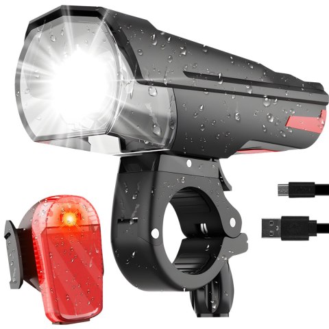 Lampki rowerowe akumulatorowe przód tył 3 tryby LED Lampki rowerowe akumulatorowe przód tył 3 tryby LED