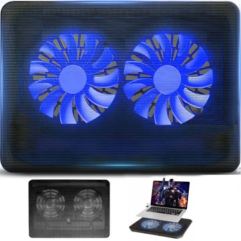 Podstawka chłodząca pod laptop 2 wentylatory LED 12-15,4'' Podstawka chłodząca pod laptop 2 wentylatory LED 12-15,4''