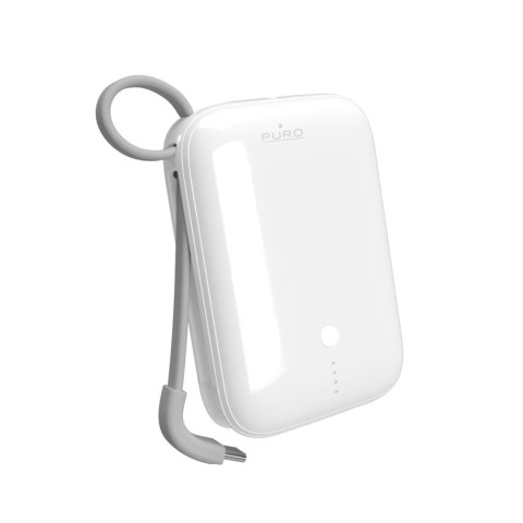 Powerbank 10000mAh USB-A USB-C z wbudowanym kablem - biały Powerbank 10000mAh USB-A USB-C z wbudowanym kablem - biały