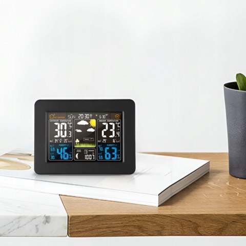 Stacja pogody bezprzewodowa termometr higrometr barometr data alarm LCD Stacja pogody bezprzewodowa termometr higrometr barometr data alarm LCD