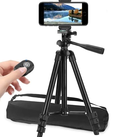 Statyw tripod z uchwytem na telefon pilotem Bluetooth 35-103 cm Statyw tripod z uchwytem na telefon pilotem Bluetooth 35-103 cm