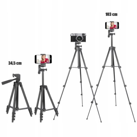Statyw tripod z uchwytem na telefon pilotem Bluetooth 35-103 cm Statyw tripod z uchwytem na telefon pilotem Bluetooth 35-103 cm