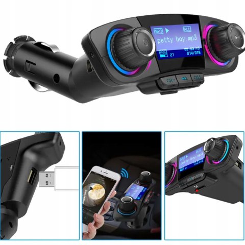 Transmiter samochodowy FM 8w1 Bluetooth TF/SD LCD do gniazda zapalniczki Transmiter samochodowy FM 8w1 Bluetooth TF/SD LCD do gniazda zapalniczki