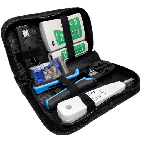 Zaciskarka tester kabli sieciowych internetowych wtyki RJ45 - zestaw Zaciskarka tester kabli sieciowych internetowych wtyki RJ45 - zestaw