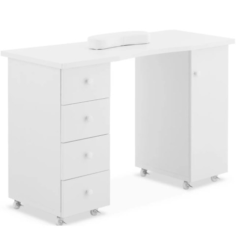 BIURKO STOLIK DO MANICURE KOSMETYCZNY Z SZUFLADAMI SZAFKĄ NA KÓŁKACH 119 X 45 X 78 CM BIAŁY BIURKO STOLIK DO MANICURE KOSMETYCZNY Z SZUFLADAMI SZAFKĄ NA KÓŁKACH 119 X 45 X 78 CM BIAŁY