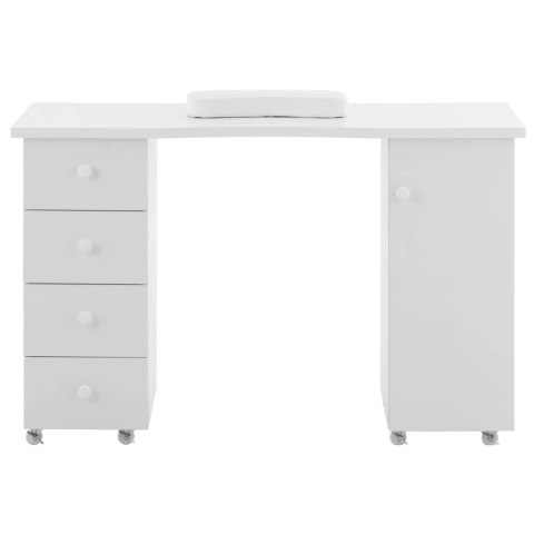BIURKO STOLIK DO MANICURE KOSMETYCZNY Z SZUFLADAMI SZAFKĄ NA KÓŁKACH 119 X 45 X 78 CM BIAŁY BIURKO STOLIK DO MANICURE KOSMETYCZNY Z SZUFLADAMI SZAFKĄ NA KÓŁKACH 119 X 45 X 78 CM BIAŁY
