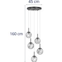 LAMPA SUFITOWA WISZĄCA 5 PUNKTOWA E27 - PRZYDYMIONE SZKŁO