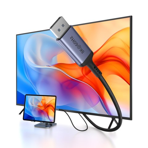 KABEL JEDNOKIERUNKOWY USB-C DO DISPLAYPORT 1.4 HD 8K 60HZ 2M CZARNY KABEL JEDNOKIERUNKOWY USB-C DO DISPLAYPORT 1.4 HD 8K 60HZ 2M CZARNY