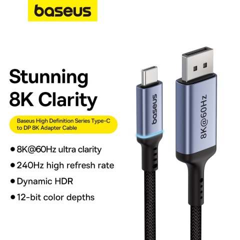 KABEL JEDNOKIERUNKOWY USB-C DO DISPLAYPORT 1.4 HD 8K 60HZ 2M CZARNY KABEL JEDNOKIERUNKOWY USB-C DO DISPLAYPORT 1.4 HD 8K 60HZ 2M CZARNY