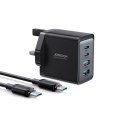 ŁADOWARKA SIECIOWA GAN PD 67W 2X USB-C 2X USB-A WTYCZKA ANGIELSKA UK CZARNA