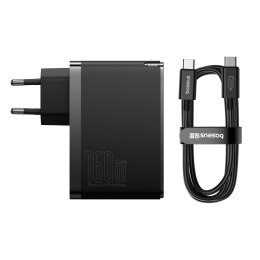 ŁADOWARKA SIECIOWA PRO 160W GAN GAN5 2X USB-C / USB-A + KABEL USB-C CZARNY