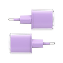 ŁADOWARKA SIECIOWA Z WYŚWIETLACZEM PD 30W GAN3 USB-C FIOLETOWA