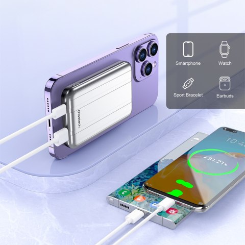 MAŁY LEKKI POWERBANK INDUKCYJNY 5000MAH MAGSAFE USB-A USB-C SREBRNY MAŁY LEKKI POWERBANK INDUKCYJNY 5000MAH MAGSAFE USB-A USB-C SREBRNY