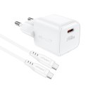 MINI ŁADOWARKA SIECIOWA PD 30W GAN + KABEL USB-C BIAŁA