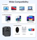 UNIWERSALNA ŁADOWARKA PODRÓŻNA USB-C 2X USB-A PD 30W WTYCZKI USA EU UK AU CZARNA