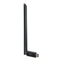 ZEWNĘTRZNA KARTA SIECIOWA USB WIFI 2.4GHZ 5GHZ 650MB/S Z ANTENĄ 6DBI CZARNA