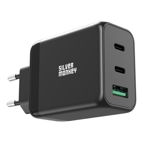 ŁADOWARKA SIECIOWA GAN 65W 2X USB-C PD 1X USB-A QC 3.0 CZARNA