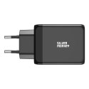 ŁADOWARKA SIECIOWA GAN 65W 2X USB-C PD 1X USB-A QC 3.0 CZARNA