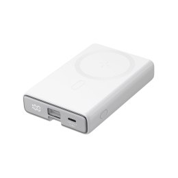 POWERBANK MAGNETYCZNY 10000MAH 20W Z PODSTAWKĄ + KABEL LIGHTNING - USB-C BIAŁY