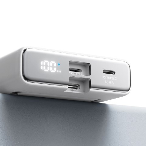 POWERBANK MAGNETYCZNY 10000MAH 20W Z PODSTAWKĄ + KABEL LIGHTNING - USB-C BIAŁY POWERBANK MAGNETYCZNY 10000MAH 20W Z PODSTAWKĄ + KABEL LIGHTNING - USB-C BIAŁY