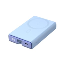 POWERBANK MAGNETYCZNY 10000MAH 20W Z PODSTAWKĄ + KABEL LIGHTNING - USB-C NIEBIESKI