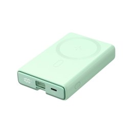 POWERBANK MAGNETYCZNY 10000MAH 20W Z PODSTAWKĄ + KABEL LIGHTNING - USB-C ZIELONY