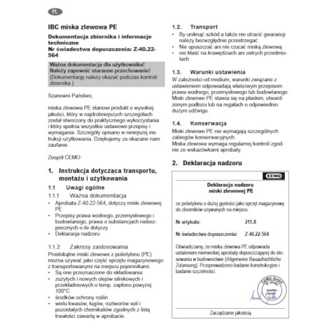 WANNA WYCHWYTOWA PODSTAWA POD 2 ZBIORNIKI IBC 1100L PLASTIKOWA PE CEMO 10952 WANNA WYCHWYTOWA PODSTAWA POD 2 ZBIORNIKI IBC 1100L PLASTIKOWA PE CEMO 10952