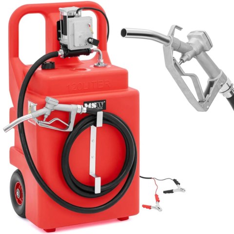 PRZENOŚNY ZBIORNIK PALIWA Z ELEKTRYCZNĄ POMPĄ NALEWAKIEM NA KÓŁKACH 62 L/MIN 120 L PRZENOŚNY ZBIORNIK PALIWA Z ELEKTRYCZNĄ POMPĄ NALEWAKIEM NA KÓŁKACH 62 L/MIN 120 L