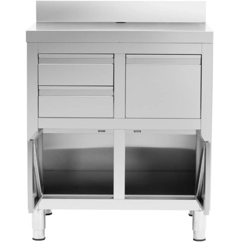 SZAFKA POD EKSPRES DO KAWY Z RANTEM 2 SZUFLADY POJEMNIK STAL 60X82X95 CM SZAFKA POD EKSPRES DO KAWY Z RANTEM 2 SZUFLADY POJEMNIK STAL 60X82X95 CM