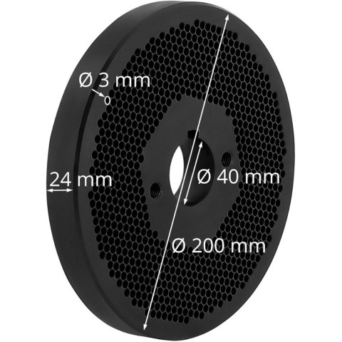MATRYCA SITKO DO PELLETU PELECIARKI WIE-PM-1000 ŚR. 200 MM X 27 MM OTWORY 3 MM MATRYCA SITKO DO PELLETU PELECIARKI WIE-PM-1000 ŚR. 200 MM X 27 MM OTWORY 3 MM