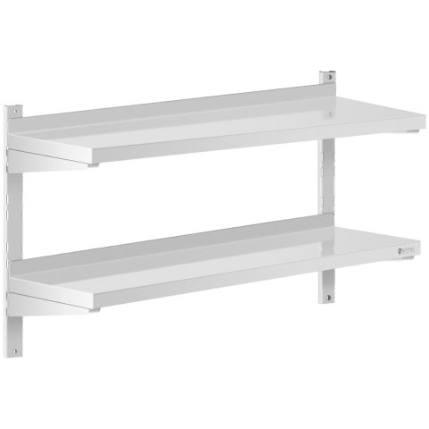 PÓŁKA ŚCIENNA WISZĄCA GASTRONOMICZNA PODWÓJNA Z REGULACJĄ STAL 100 X 30 CM PÓŁKA ŚCIENNA WISZĄCA GASTRONOMICZNA PODWÓJNA Z REGULACJĄ STAL 100 X 30 CM